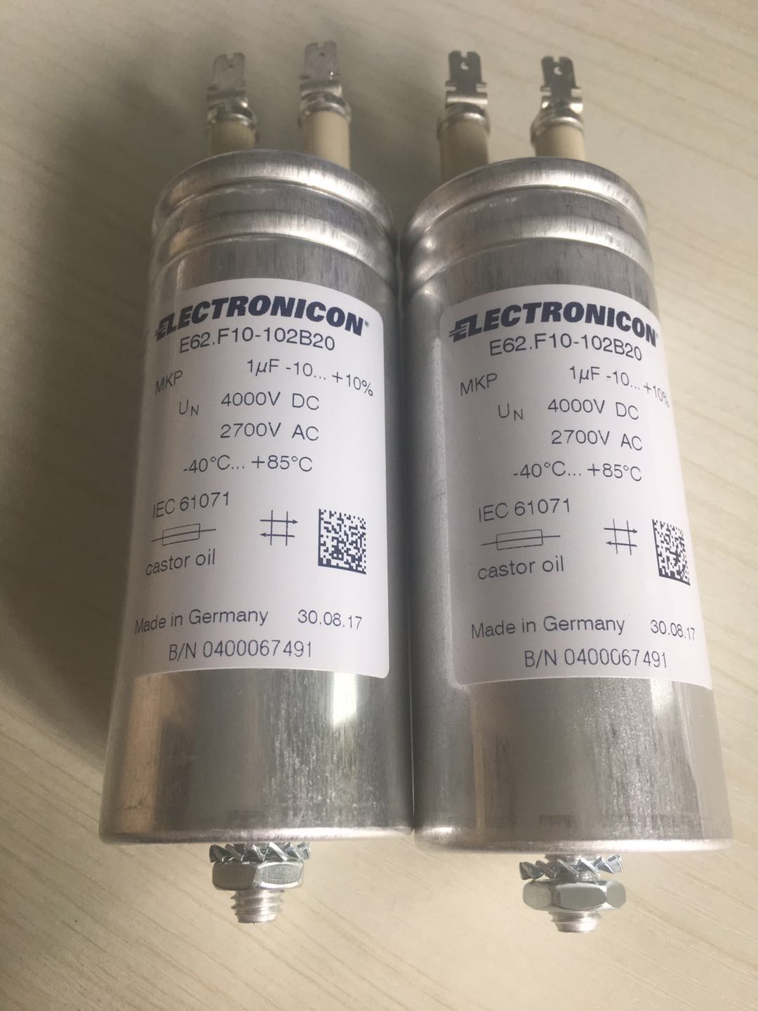 ELECTRONICON E62.F10-102B20 1UF 4000VDC 2700VAC Capacitor (12 Pieces)