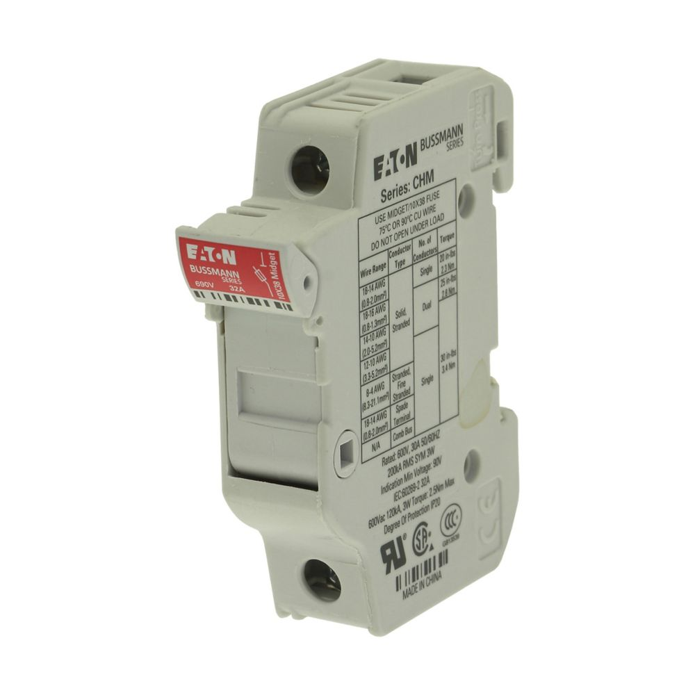 Eaton Bussmann CHM1DU Modularer Sicherungshalter, 1-polig, 30 A, 690 V, für 10 x 38 mm Sicherungen – 10er-Pack