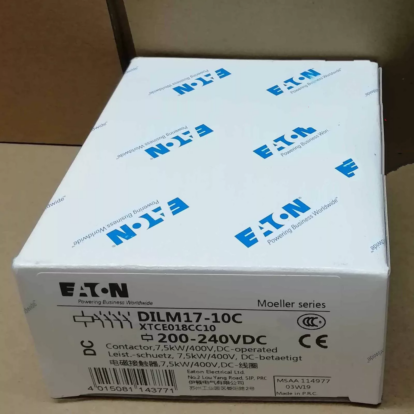 Contactor Eaton Moeller DILM17-10C XTCE018CC10 de 200-240 V CC
