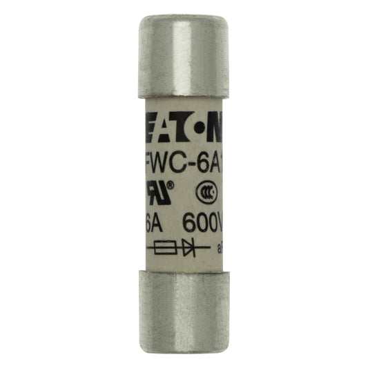 Fusible Eaton FWC-6A10F, 6A 600V, de acción rápida, con casquillo, 10x38mm - Paquete de 10