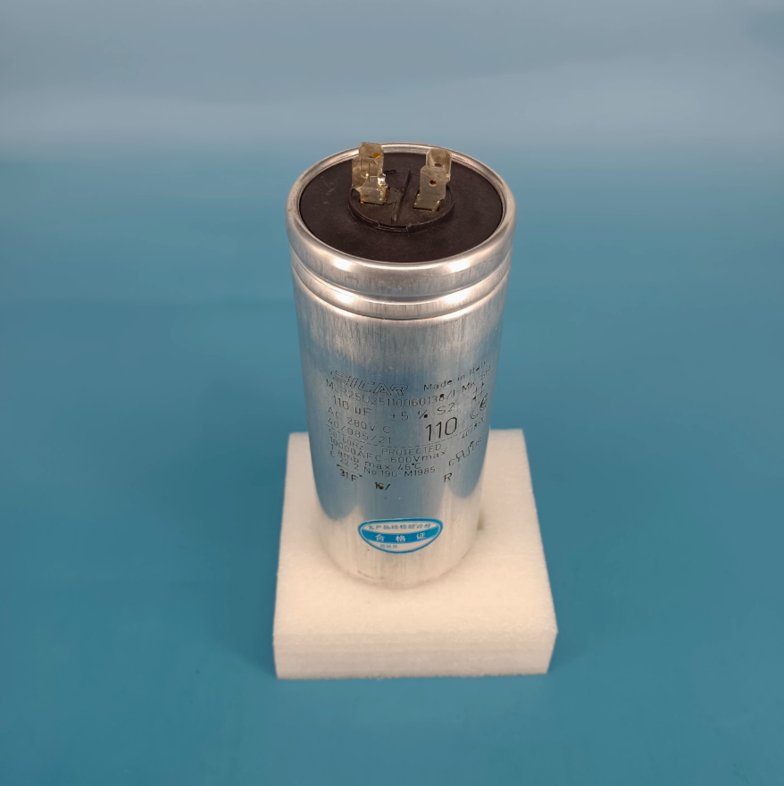 Icar MLR25U25110060138/I-MK Capacitor, 110uF 250V-280VAC ±5%, 60x138mm, M12 Stud Mount , Made in Italy