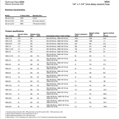 Eaton Bussmann MDA-0.5-R Fuse, 6.3x32mm, 0.5A 250VAC, Time-Delay Ceramic - Pack of 10