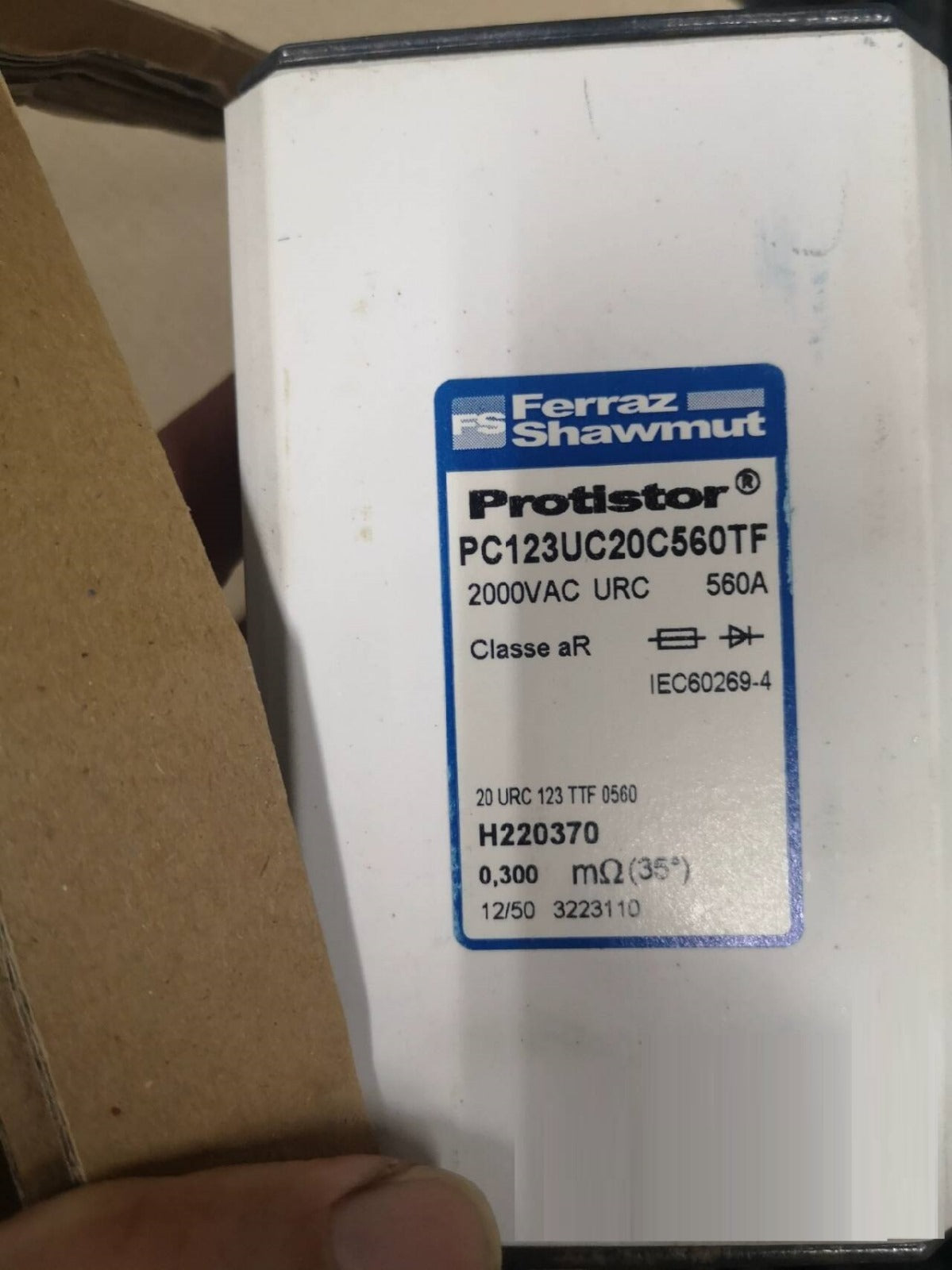 Fusibles Ferraz Shawmut PC123UC20C560TF H220370 aR (3 piezas)